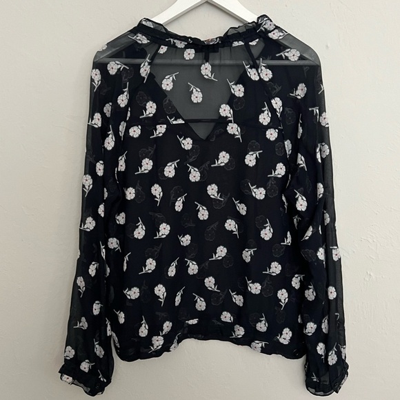 Rag & Bone Bennett Sheer Silk Blend Floral Blouse Navy White Size Small - Picture 10 of 15